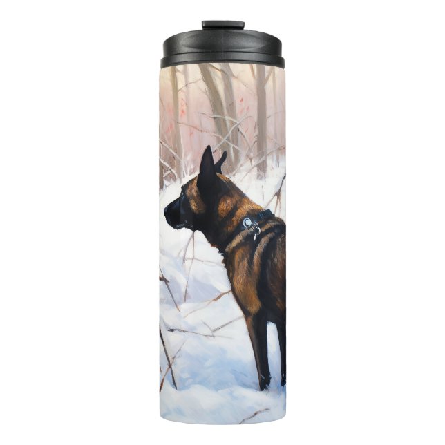 Belgian Malinois Let It Snow Christmas Thermal Tumbler (Front)
