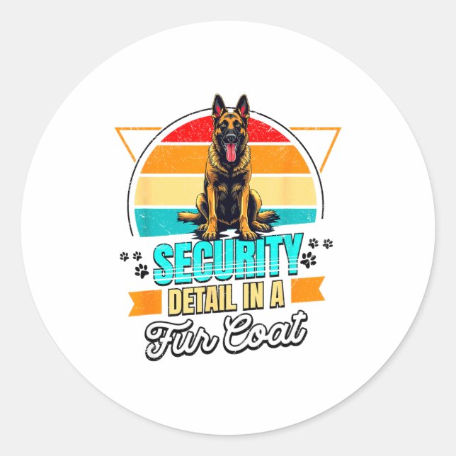 Belgian Malinois Lover Funny Belgian Malinois Retr Classic Round Sticker (Front)