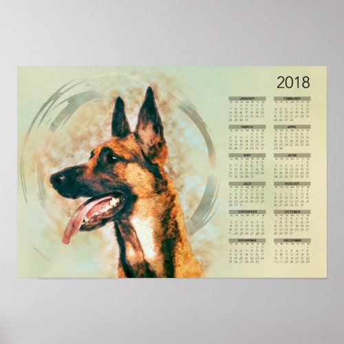 Belgian Malinois _ Mechelaar _ Calendar 2018 Poster