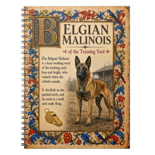 Belgian Malinois, Medieval Bestiary Art Notebook