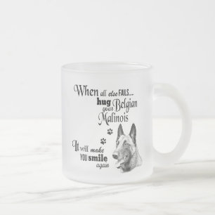 Belgian Malinois modern art cute dog breed slogan Frosted Glass Coffee Mug