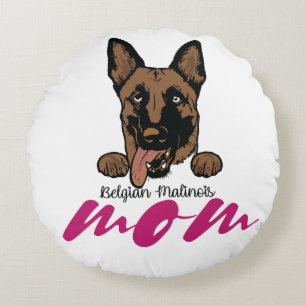 belgian malinois mom round pillow