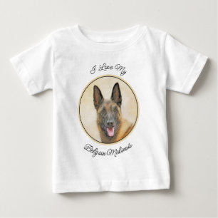 Belgian Malinois Painting - Cute Original Dog Art Baby T-Shirt