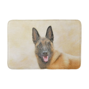 Belgian Malinois Painting - Cute Original Dog Art Bath Mat