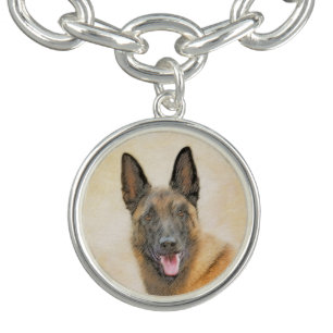 Belgian Malinois Painting - Cute Original Dog Art Bracelet
