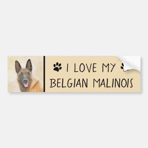 Belgian Malinois Painting _ Cute Original Dog Art Bumper Sticker