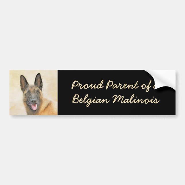 Belgian Malinois Painting - Cute Original Dog Art Bumper Sticker (Front)
