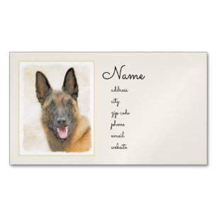 Belgian Malinois Painting - Cute Original Dog Art Business Card Magnet