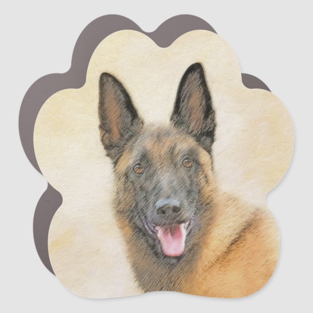 Belgian Malinois Painting - Cute Original Dog Art Car Magnet (Front)