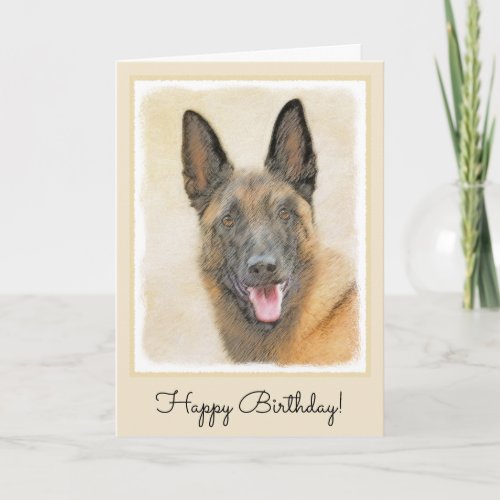 Belgian Malinois Painting  Cute Original Dog Art Card