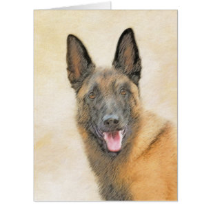 Belgian Malinois Painting - Cute Original Dog Art Card