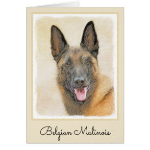 Belgian Malinois Painting - Cute Original Dog Art Cards