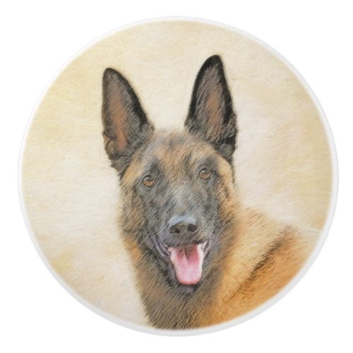 Belgian Malinois Painting _ Cute Original Dog Art Ceramic Knob