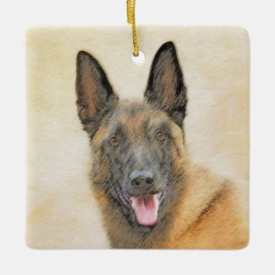 Belgian Malinois Painting - Cute Original Dog Art Ceramic Ornament