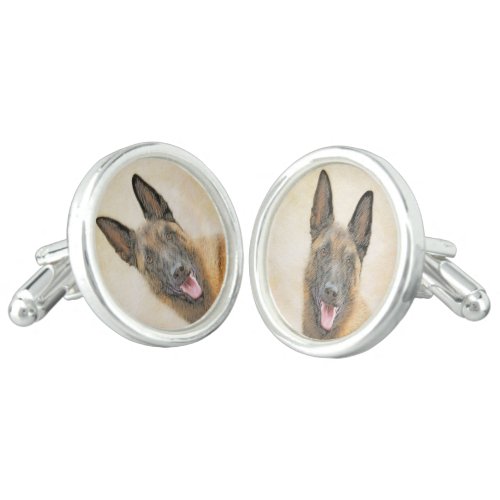 Belgian Malinois Painting _ Cute Original Dog Art Cufflinks