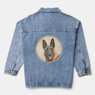 Belgian Malinois Painting - Cute Original Dog Art Denim Jacket