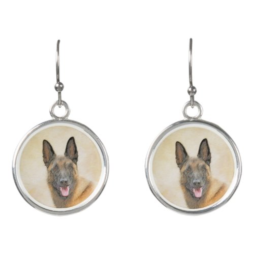 Belgian Malinois Painting _ Cute Original Dog Art Earrings