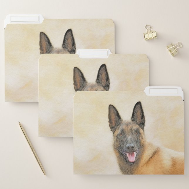 Belgian Malinois Painting - Cute Original Dog Art File Folder (Set)