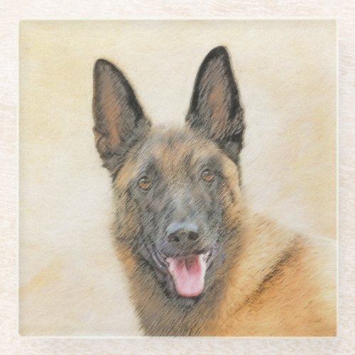 Belgian Malinois Painting _ Cute Original Dog Art Glass Coaster