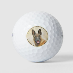 Belgian Malinois Painting - Cute Original Dog Art Golf Balls