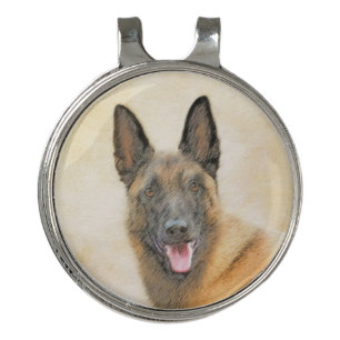 Belgian Malinois Painting - Cute Original Dog Art Golf Hat Clip
