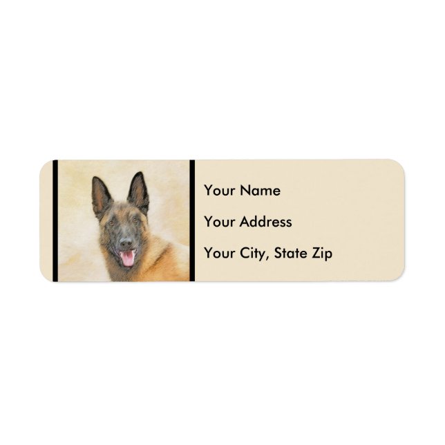 Belgian Malinois Painting - Cute Original Dog Art Label (Front)