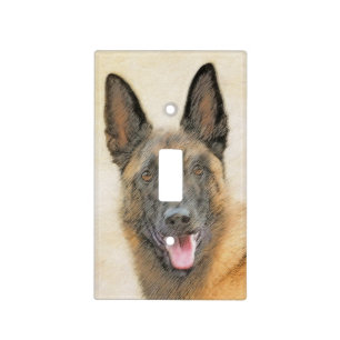 Belgian Malinois Painting - Cute Original Dog Art Light Switch Cover
