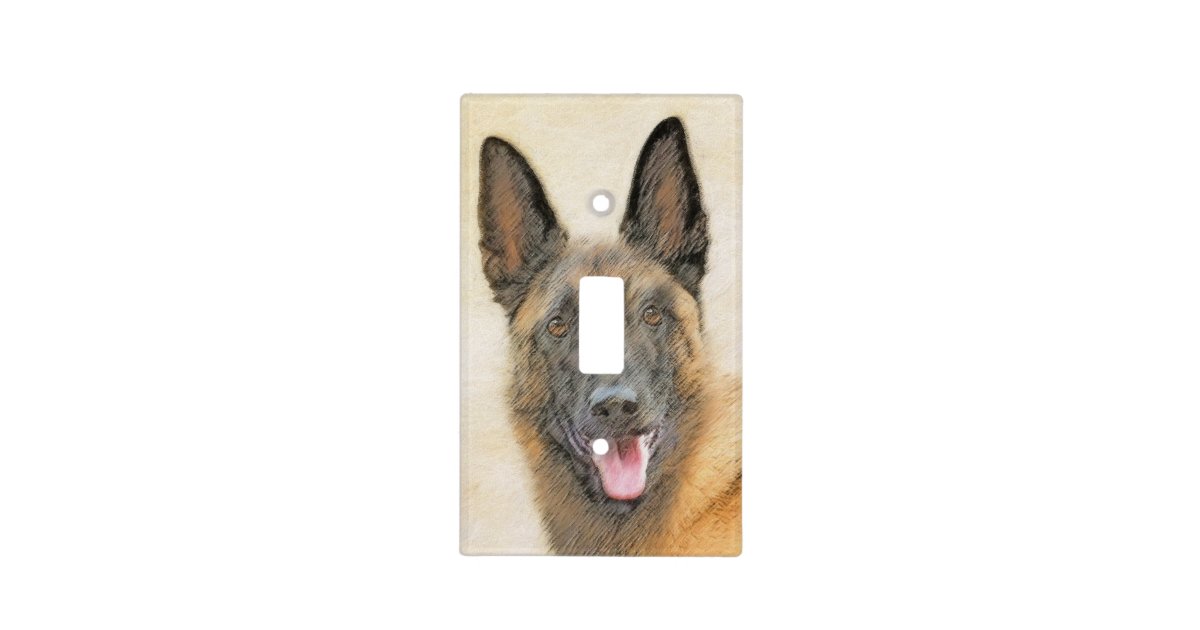 Belgian Malinois Painting Cute Original Dog Art Light Switch Cover