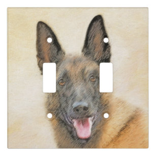 Belgian Malinois Painting - Cute Original Dog Art Light Switch Cover