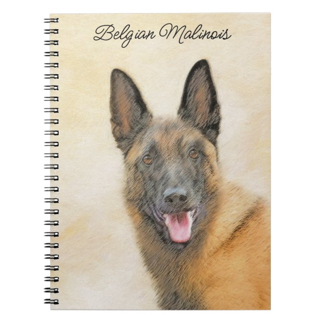 Belgian Malinois Painting - Cute Original Dog Art Notebook (Front)