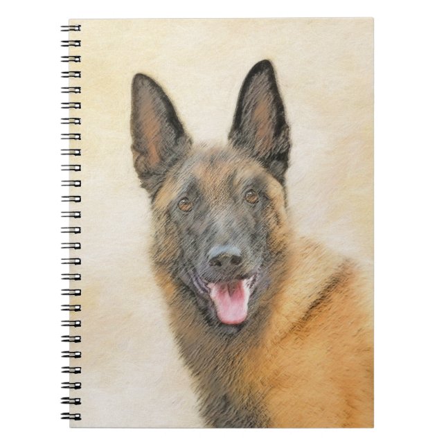 Belgian Malinois Painting - Cute Original Dog Art Notebook (Front)