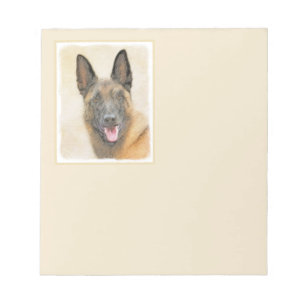 Belgian Malinois Painting - Cute Original Dog Art Notepad