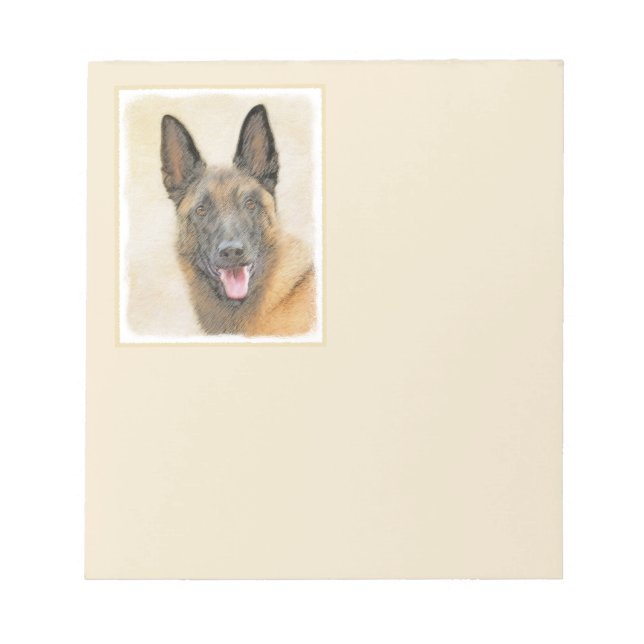 Belgian Malinois Painting - Cute Original Dog Art Notepad (Front)