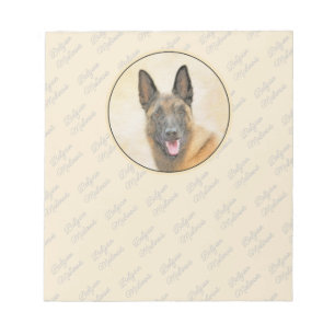 Belgian Malinois Painting - Cute Original Dog Art Notepad