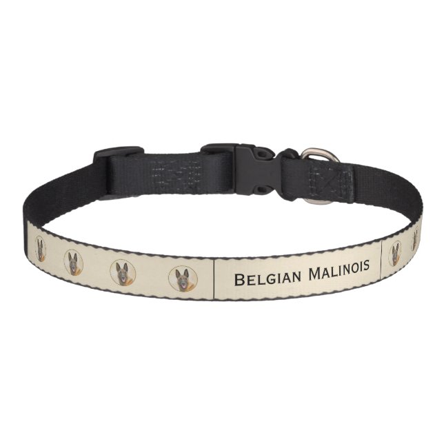 Belgian Malinois Painting - Cute Original Dog Art  Pet Collar (Front)