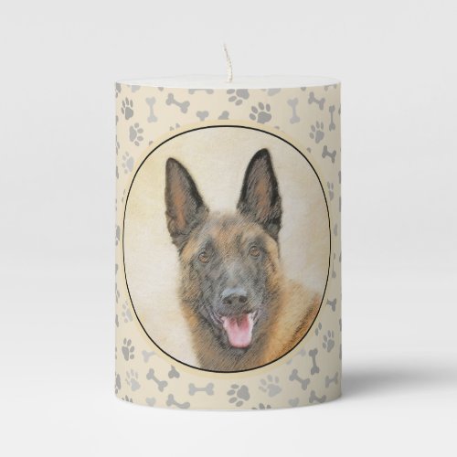 Belgian Malinois Painting _ Cute Original Dog Art Pillar Candle