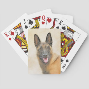 Belgian Malinois Painting - Cute Original Dog Art Poker Cards