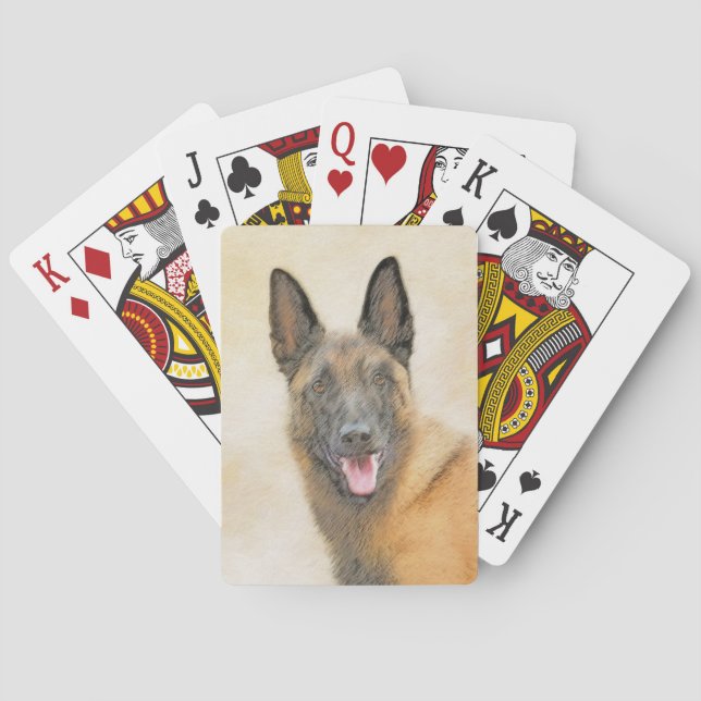 Belgian Malinois Painting - Cute Original Dog Art Poker Cards (Back)