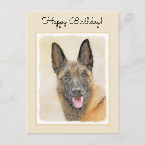 Belgian Malinois Painting _ Cute Original Dog Art Postcard