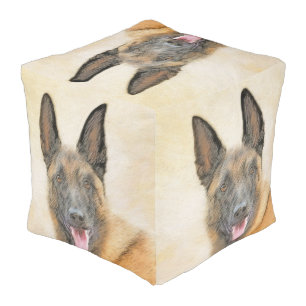 Belgian Malinois Painting - Cute Original Dog Art Pouf