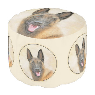 Belgian Malinois Painting - Cute Original Dog Art Pouf