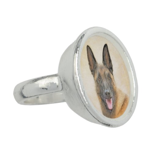 Belgian Malinois Painting _ Cute Original Dog Art Ring