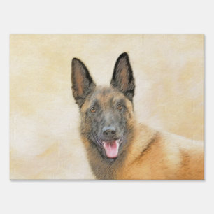 Belgian Malinois Painting - Cute Original Dog Art Sign