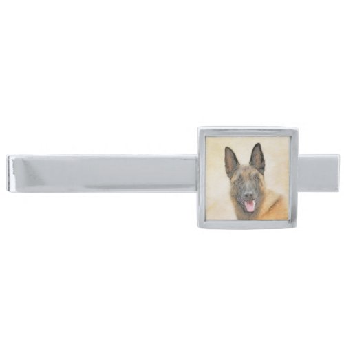 Belgian Malinois Painting _ Cute Original Dog Art Silver Finish Tie Bar