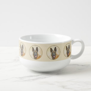 Belgian Malinois Painting - Cute Original Dog Art Soup Mug