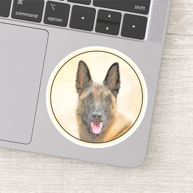 Belgian Malinois Painting - Cute Original Dog Art Sticker (Detail)