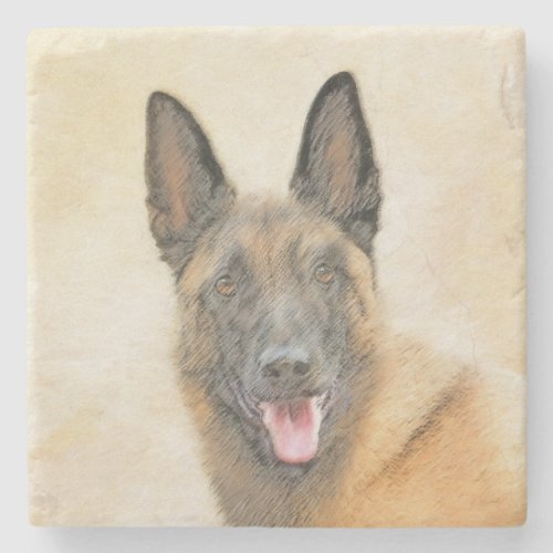 Belgian Malinois Painting _ Cute Original Dog Art Stone Coaster