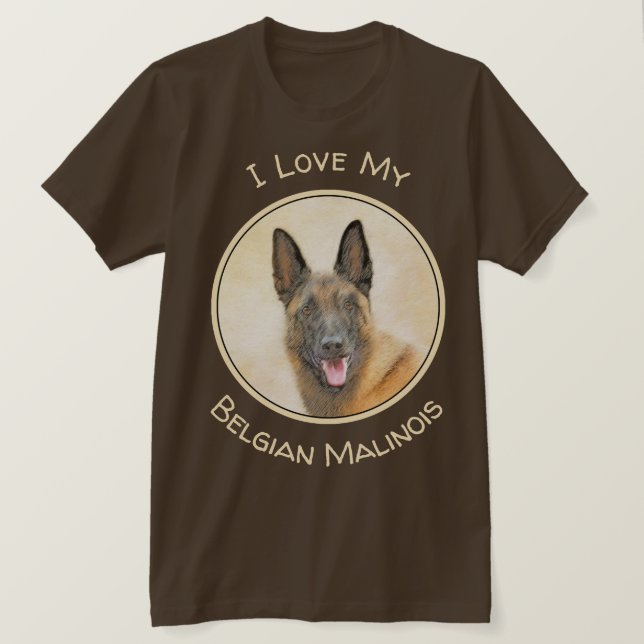 Belgian Malinois Painting - Cute Original Dog Art T-Shirt (Design Front)