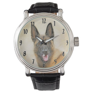 Belgian Malinois Painting - Cute Original Dog Art Watch