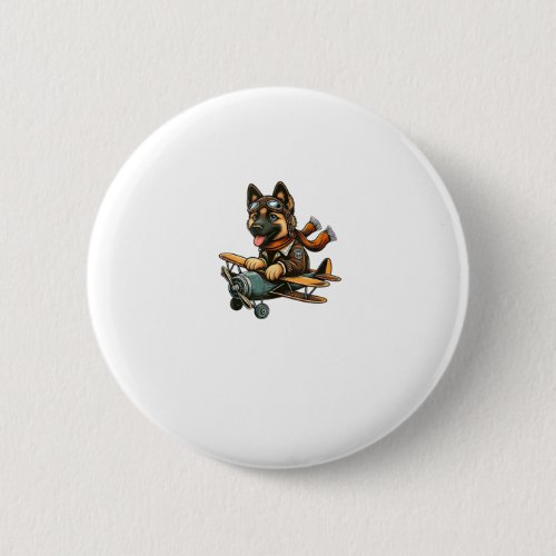 Belgian Malinois Pilot Dog Funny Aviator  Button